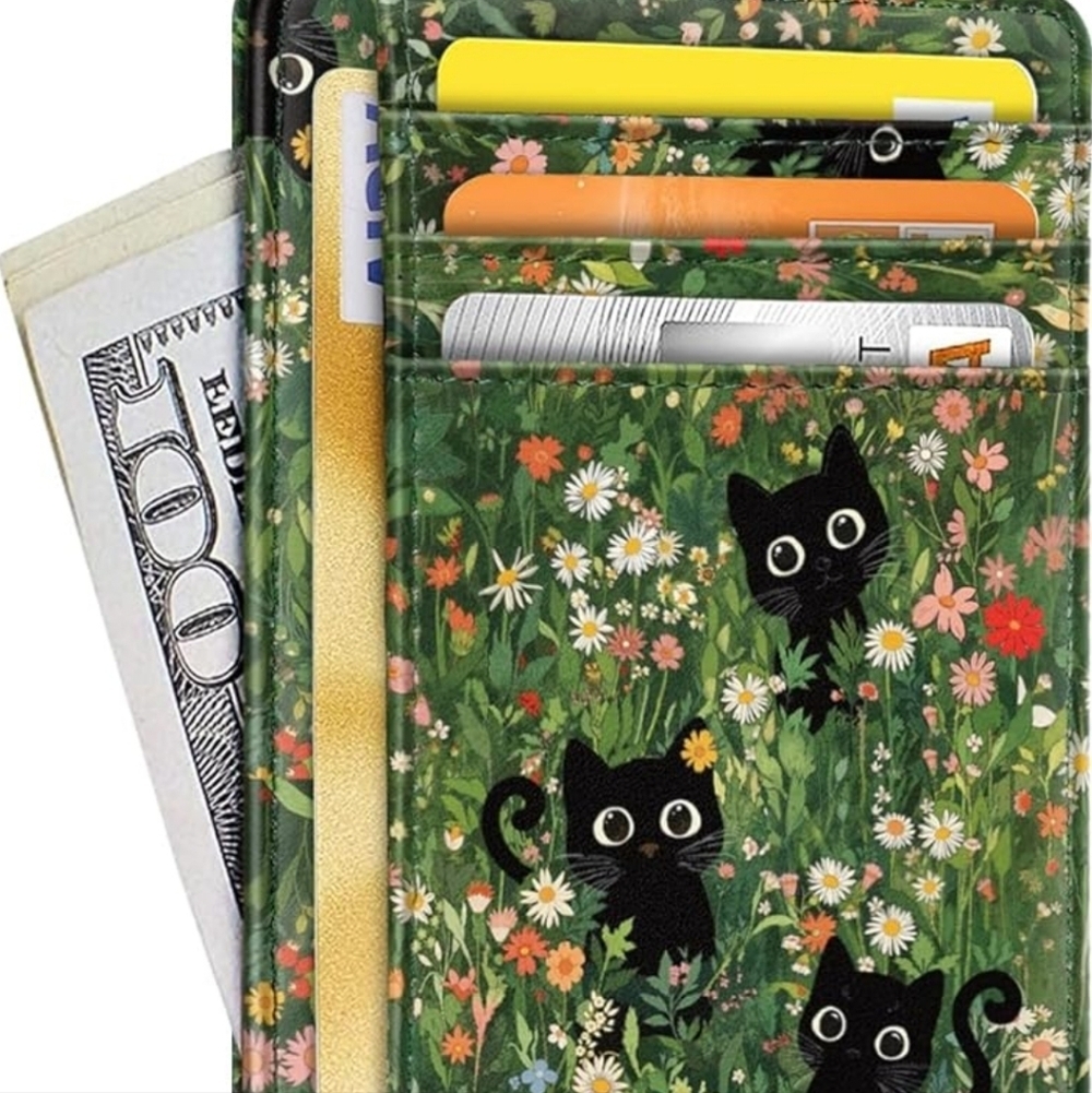 Floral Cat Print Wallet